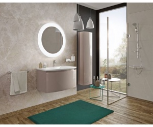  Set mobilier baie Savini Due Sole masca cu lavoar ceramic+coloana suspendata+oglinda LED