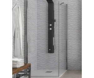  Cabina dus patrata cu usa batanta si perete fix 90x90xH190cm