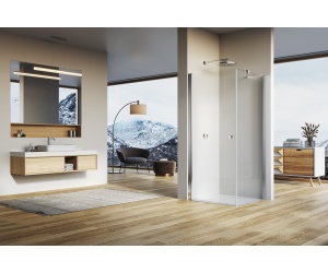  Cabina dus patrata cu usa batanta si perete fix 90x90cm