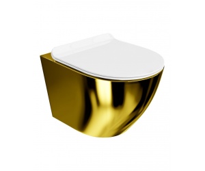  Vas WC Suspendat SOFI Slim Gold/White, Rimless, 36.5x49 cm, Capac Duroplast Soft-Close