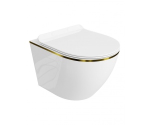  Vas WC Suspendat SOFI Slim Gold Line, Rimless, 36.5x49 cm, Capac Duroplast Soft-Close